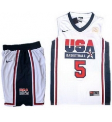 USA Basketball Retro 1992 Olympic Dream Team White Jersey & Shorts Suit #5 Kevin Durant