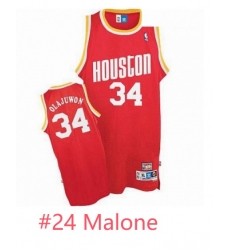 Men Mitchell and Ness Houston Rockets 24 Malone Red Throwback NBA Jersey