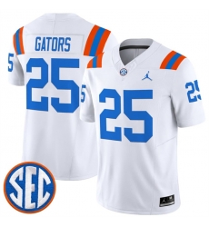Men Florida Gators  25 Gators White  1960s Throwback  F U S E  Vapor Limited Stitched Football Jersey