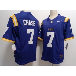 Men LSU Tigers #7 Ja'Marr Chase Purple F U S E Stitched NCAA Jersey