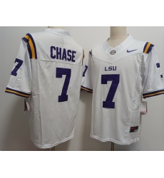 Men LSU Tigers #7 Ja'Marr Chase White F U S E Stitched NCAA Jersey