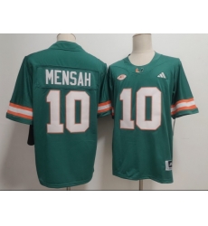 Men Miami Hurricanes 10 Darian Mensah Aqua Stitched Football Jersey Men Miami Hurricanes 10 Darian Mensah Aqua Stitched Football Jersey