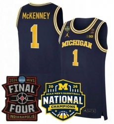Men Michigan Wolverines 1 Trey McKenney Navy 2025 26 Final Four National Champions Patch Stitched Basketball Jersey Men Michigan Wolverines 1 Trey McKenney Navy 2025 26 Final Four National Champions Patch Stitched Basketball Jersey
