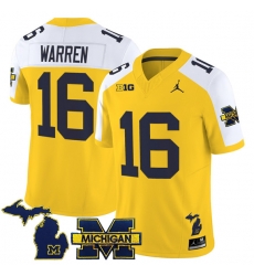 Men Michigan Wolverines  16 Davis Warren Maize Alternate F U S E  2025 Vapor Limited Stitched Football Jersey