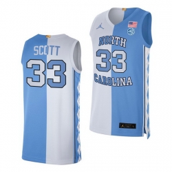 North Carolina Tar Heels Charlie Scott 2021 Blue White Split Edition Special Jersey