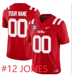 Men Ole Miss Andrew Jones #12 Stitched red jersey Men Ole Miss Andrew Jones #12 Stitched red jersey