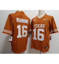 Men Texas Longhorns 16 Arch Manning Orange F U S E Stitched Jersey