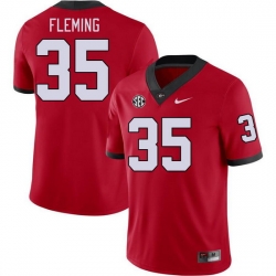 Men #35 Jacob Fleming Georgia Bulldogs College Football Jerseys Stitched-Red