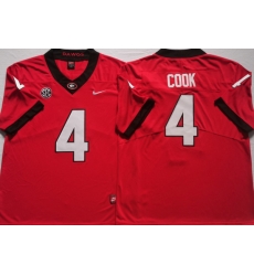 Men #4 James Cook Georgia Bulldogs College Football Jerseys red