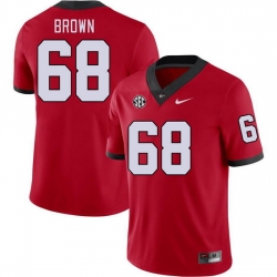 Men #68 Chris Brown Georgia Bulldogs College Football Jerseys Stitched-Red