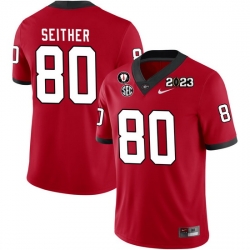 Men #80 Brett Seither Georgia Bulldogs 2022-23 CTP National Championship Football Jerseys