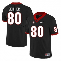 Men #80 Brett Seither Georgia Bulldogs College Football Jerseys Sale-Black