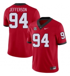 Men #94 Jonathan Jefferson Georgia Bulldogs College Football Jerseys Stitched-Red