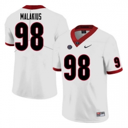 Men #98 Tyler Malakius Georgia Bulldogs College Football Jerseys Sale-White