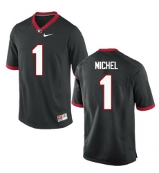 Men Georgia Bulldogs #1 Sony Michel College Football Jerseys-Black