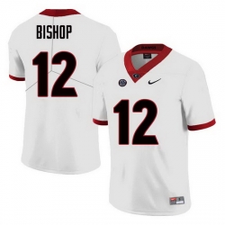 Men Georgia Bulldogs #12 Tray Bishop College Football Jerseys Sale-White