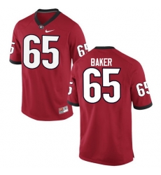 Men Georgia Bulldogs #65 Kendall Baker College Football Jerseys-Red