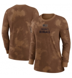 Women Cincinnati Bengals Brown 2023 Salute To Service Long Sleeve T Shirt