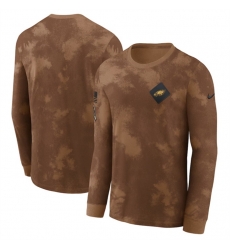 Men Philadelphia Eagles Brown 2023 Salute To Service Long Sleeve T Shirt