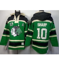 Chicago Blackhawks 10 Patrick Sharp Green Lace-Up Hoodies