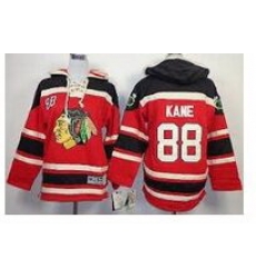 Men Chicago Blackhawks 88 Kane Red Sawyer Hooded Sweatshirt Stitched NHL Jersey