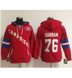 Women Montreal Canadiens 76 P K Subban Red Old Time Heidi NHL Hoodie