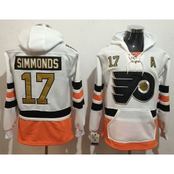 Men Philadelphia Flyers 17 Wayne Simmonds White 3rd Name  26 Number Pullover NHL Hoodie