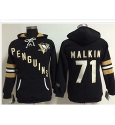 Women Pittsburgh Penguins 71 Evgeni Malkin Black Old Time Heidi NHL Hoodie