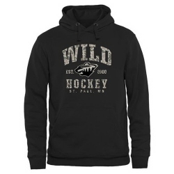 Men Minnesota Wild Black Camo Stack Pullover Hoodie