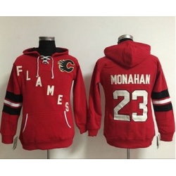 Women Calgary Flames 23 Sean Monahan Red Old Time Heidi NHL Hoodie
