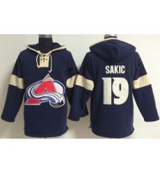 Colorado Avalanche 19 Joe Sakic Blue Pullover Hoodie Jersey