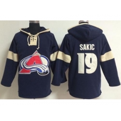 Colorado Avalanche 19 Joe Sakic Blue Pullover Hoodie Jersey