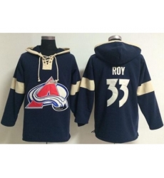 Colorado Avalanche 33 Patrick Roy Blue Pullover Hoodie Jersey