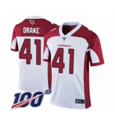 Men Arizona Cardinals #41 Kenyan Drake White Vapor Untouchable Limited Player 100th Season Football Jersey