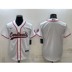 Men Arizona Cardinals Blank White With Patch Cool Base Stitched Baseball Jersey