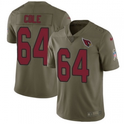 Nike Cardinals #64 Mason Cole Olive Mens Stitched NFL Limited 2017 Salute to Service Jersey