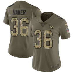 Nike Cardinals #36 Budda Baker Olive Camo Womens Stitched NFL Limited 2017 Salute to Service Jersey