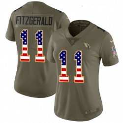 Womens Nike Arizona Cardinals 11 Larry Fitzgerald Limited OliveUSA Flag 2017 Salute to Service NFL Jersey