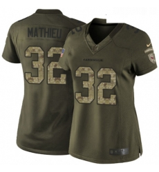 Womens Nike Arizona Cardinals 32 Tyrann Mathieu Elite Green Salute to Service NFL Jersey