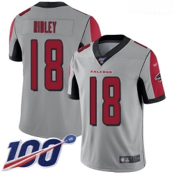 Falcons 18 Calvin Ridley Silver Men Stitched Football Limited Inverted Legend 100th Season Jersey