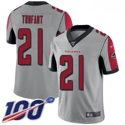 Falcons 21 Desmond Trufant Silver Men Stitched Football Limited Inverted Legend 100th Season Jersey