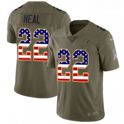 Men Nike Atlanta Falcons 22 Keanu Neal Limited OliveUSA Flag 2017 Salute to Service NFL Jersey