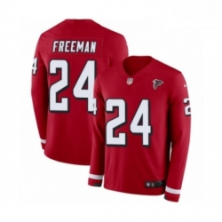 Men Nike Atlanta Falcons 24 Devonta Freeman Limited Red Therma Long Sleeve NFL Jersey