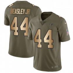 Men Nike Atlanta Falcons 44 Vic Beasley Limited OliveGold 2017 Salute to Service NFL Jersey