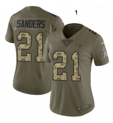 Womens Nike Atlanta Falcons 21 Deion Sanders Limited OliveCamo 2017 Salute to Service NFL Jersey