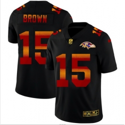 Baltimore Ravens 15 Marquise Brown Men Black Nike Red Orange Stripe Vapor Limited NFL Jersey