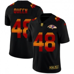 Baltimore Ravens 48 Patrick Queen Men Black Nike Red Orange Stripe Vapor Limited NFL Jersey