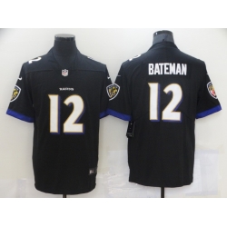 Men Baltimore Ravens 12 Rashod Bateman 2021 Vapor Untouchable Black Stitched Jersey