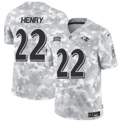 Men Baltimore Ravens 22 Derrick Henry 2024 F U S E Arctic Camo Salute To Service Limited Stitched Football Jersey