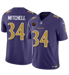 Men Baltimore Ravens 34 Keaton Mitchell Purple 2025 F U S E  With John Madden Patch Limited Football Jersey